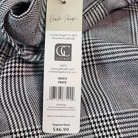 NEW NWT Charlie Paige Women's Pull-On Elastic Drawstring Waist Plaid Pants Sm Lg - Picture 10 of 11
